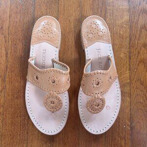 Jack Rogers Classic Jacks Sandals Tan Leather Size 8